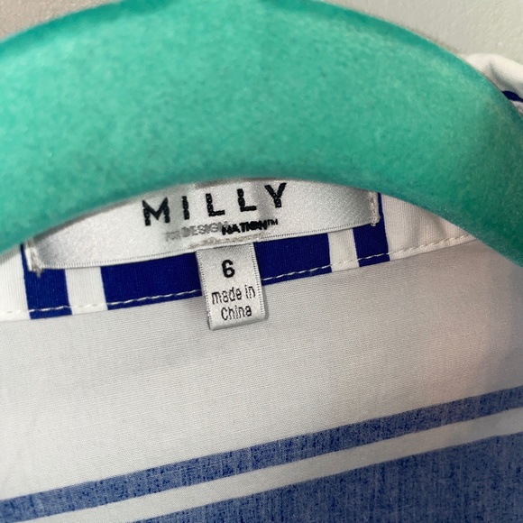 NWOT MILLY for DesigNation Striped Pleated Nautical Shirt Dress Size 6 - Picture 5 of 12